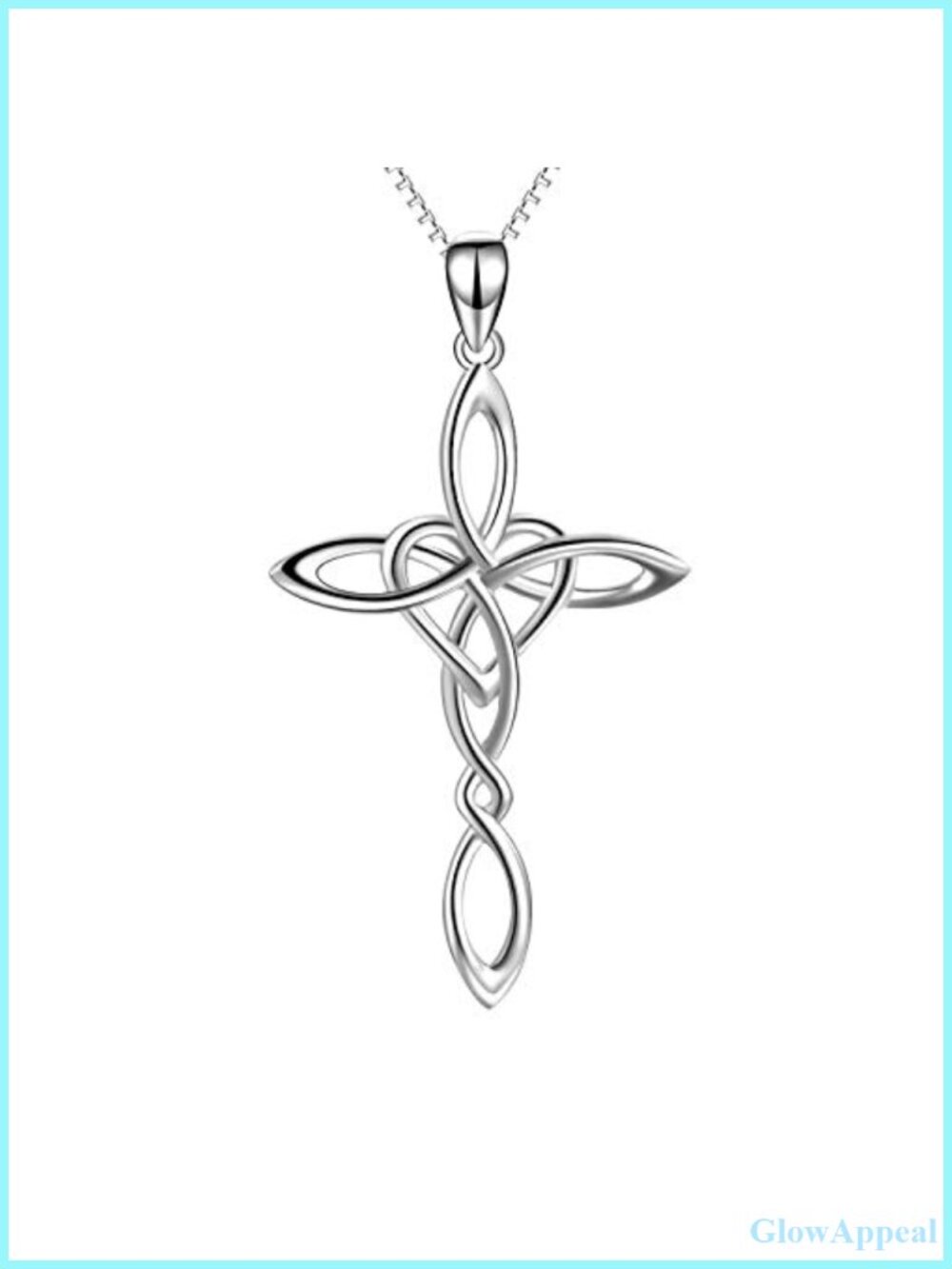 Sterling Silver Celtic Knot Cross Pendant Necklace 18" Box Chain